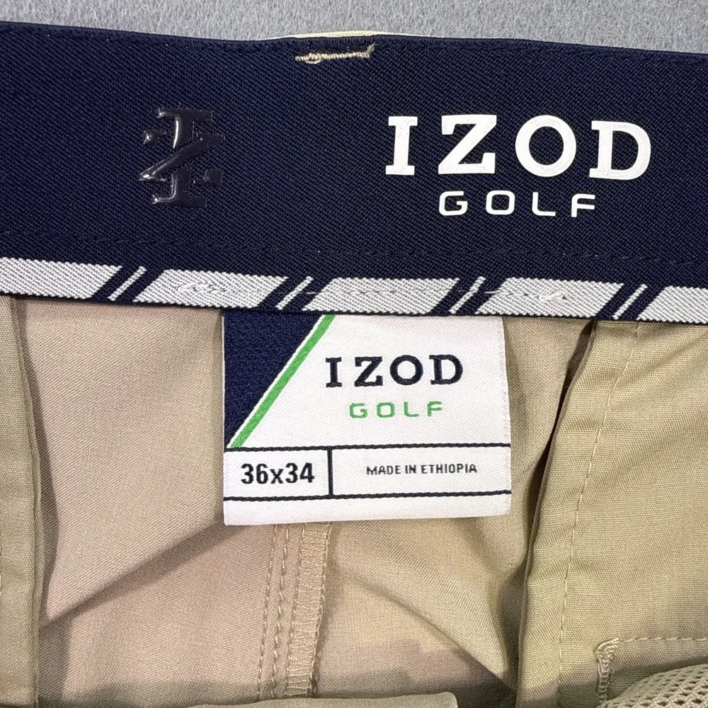 IZOD GOLF Mens Pants  Tan Straight Leg Performance Stretch 36X34